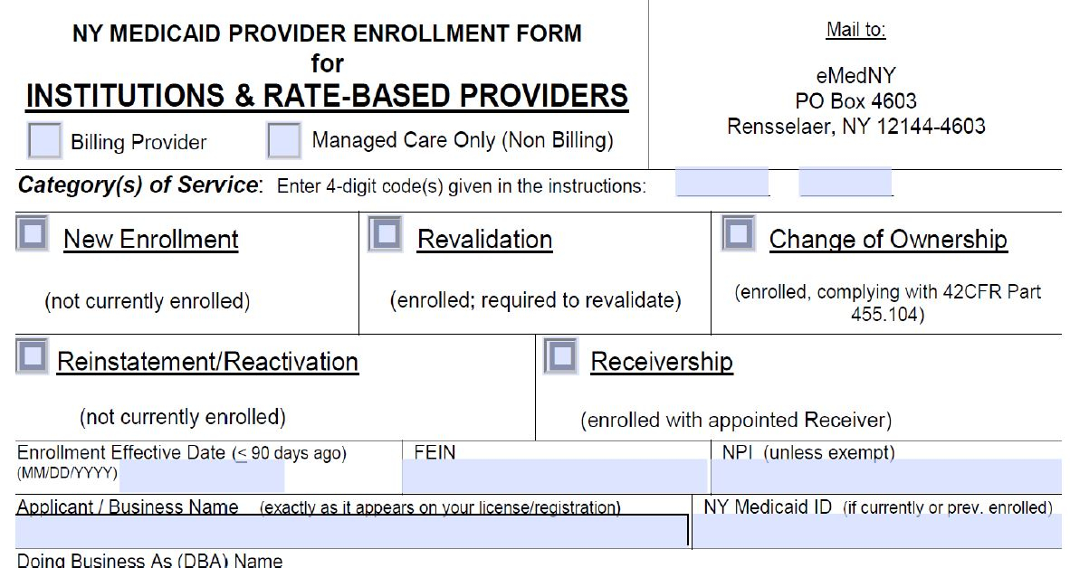New york medicaid provider enrollment forms enrollment form